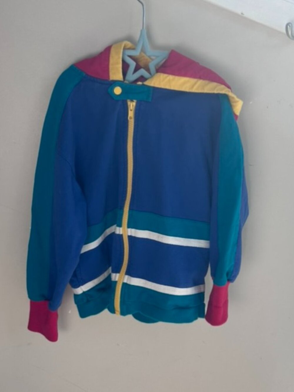 🌈❤️💛💚💙 Vintage 90s Gymboree Colorbox Colorblock Hoodie Jacket – Kids L 6/7